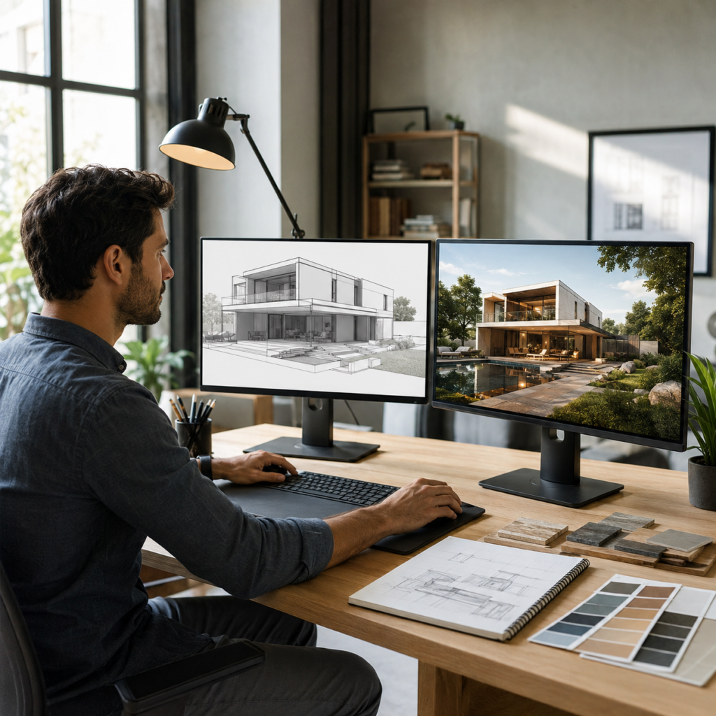 "SketchUp com Renderização" - Imagem Digital