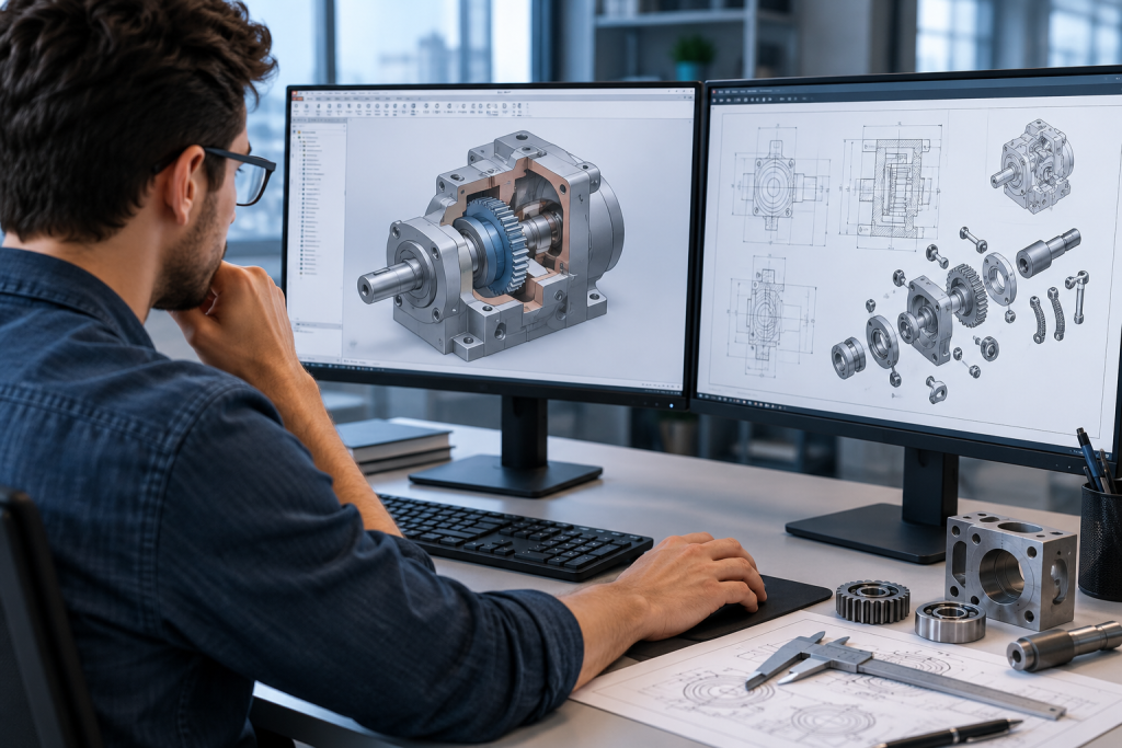 Efetuar desenho de conjuntos mecânicos simples em CAD